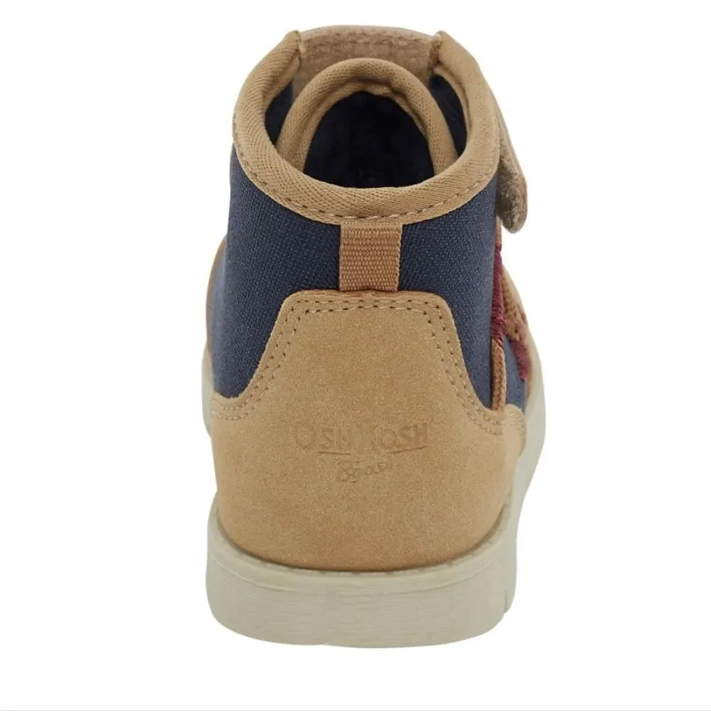 OshKosh B'Gosh Boys Toddler Asterix Fashion Recycled Navy & Tan Boots size 7
